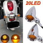 2X LED Chrome Bullet Brake Turn Signal Lights for Bobber Cafe Racer