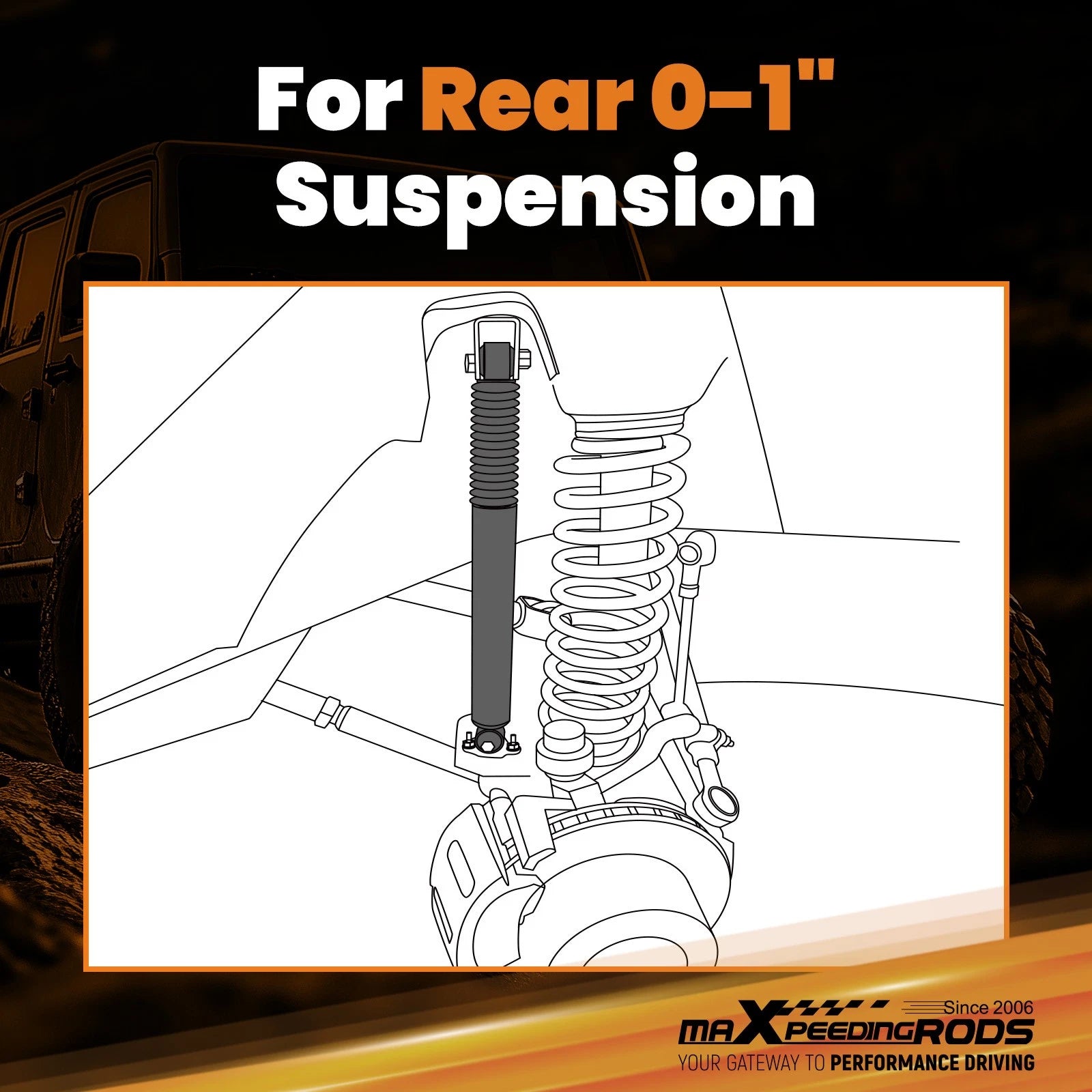 0-1" Lift G1 Rear Shock Absorbers for Jeep Wrangler 4WD (2018–2024)