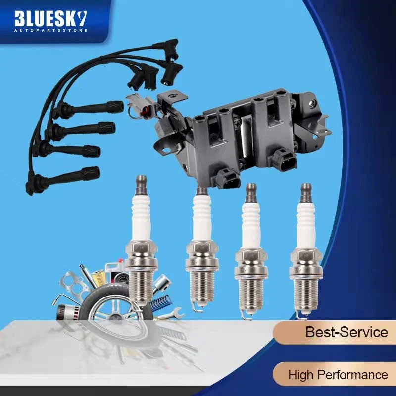 Ignition Coil Pack & Lead Kit & Spark Plugs for Kia Rio JB 1.4L (2006-2011)