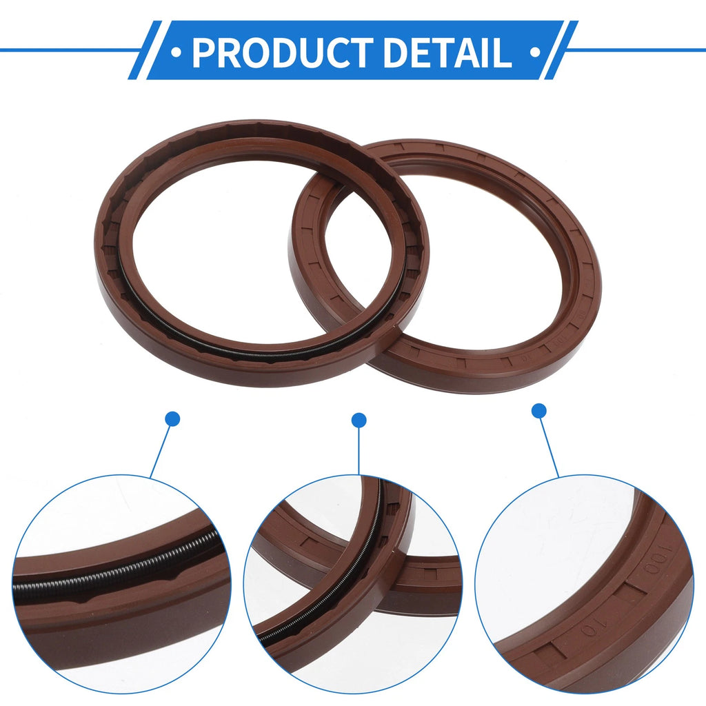 Set of 2 Oil Seal Rotary Shaft Seal FKM Rubber 80x100x10mm