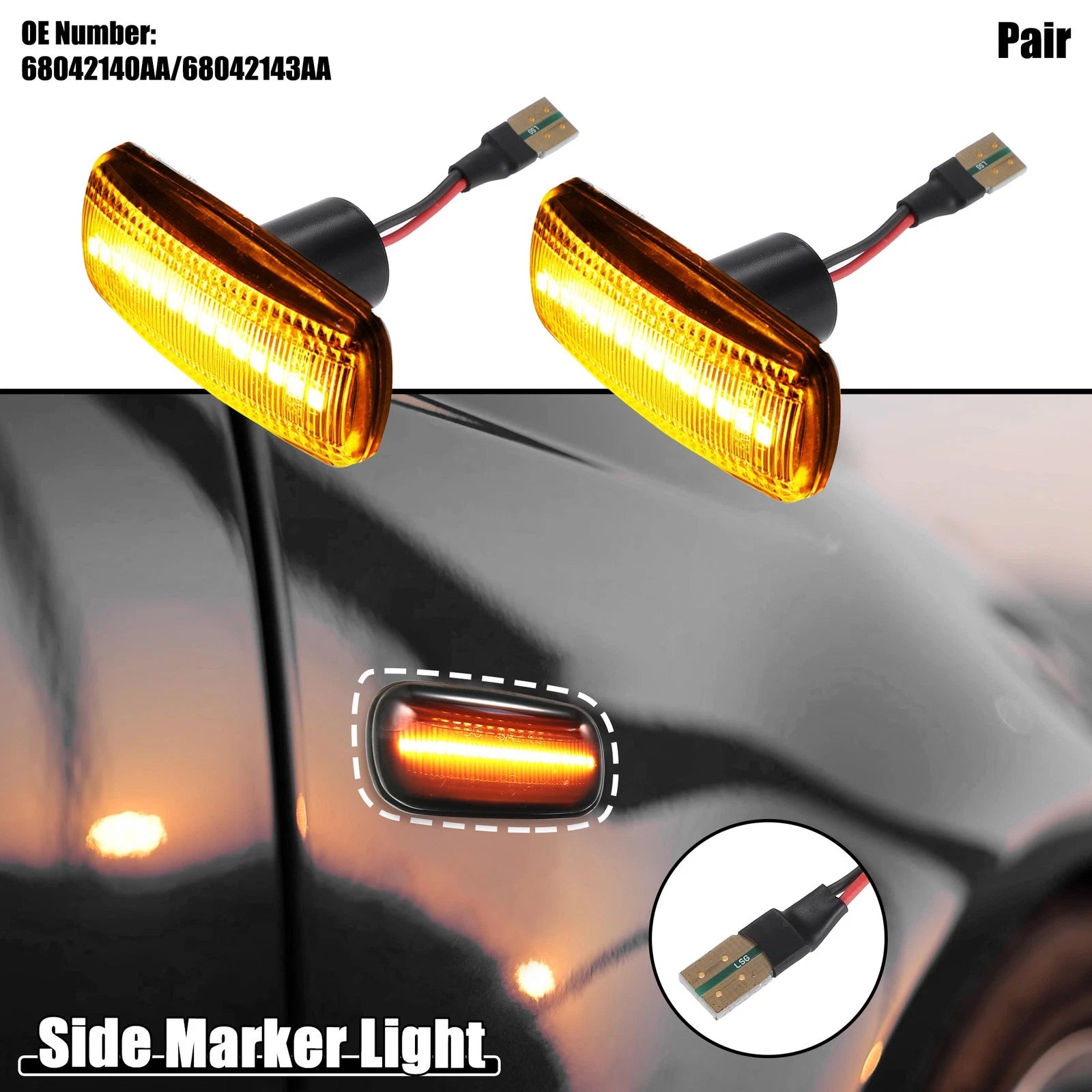 1 Pair LED Side Indicator Repeater Light for Dodge Ram 3500 