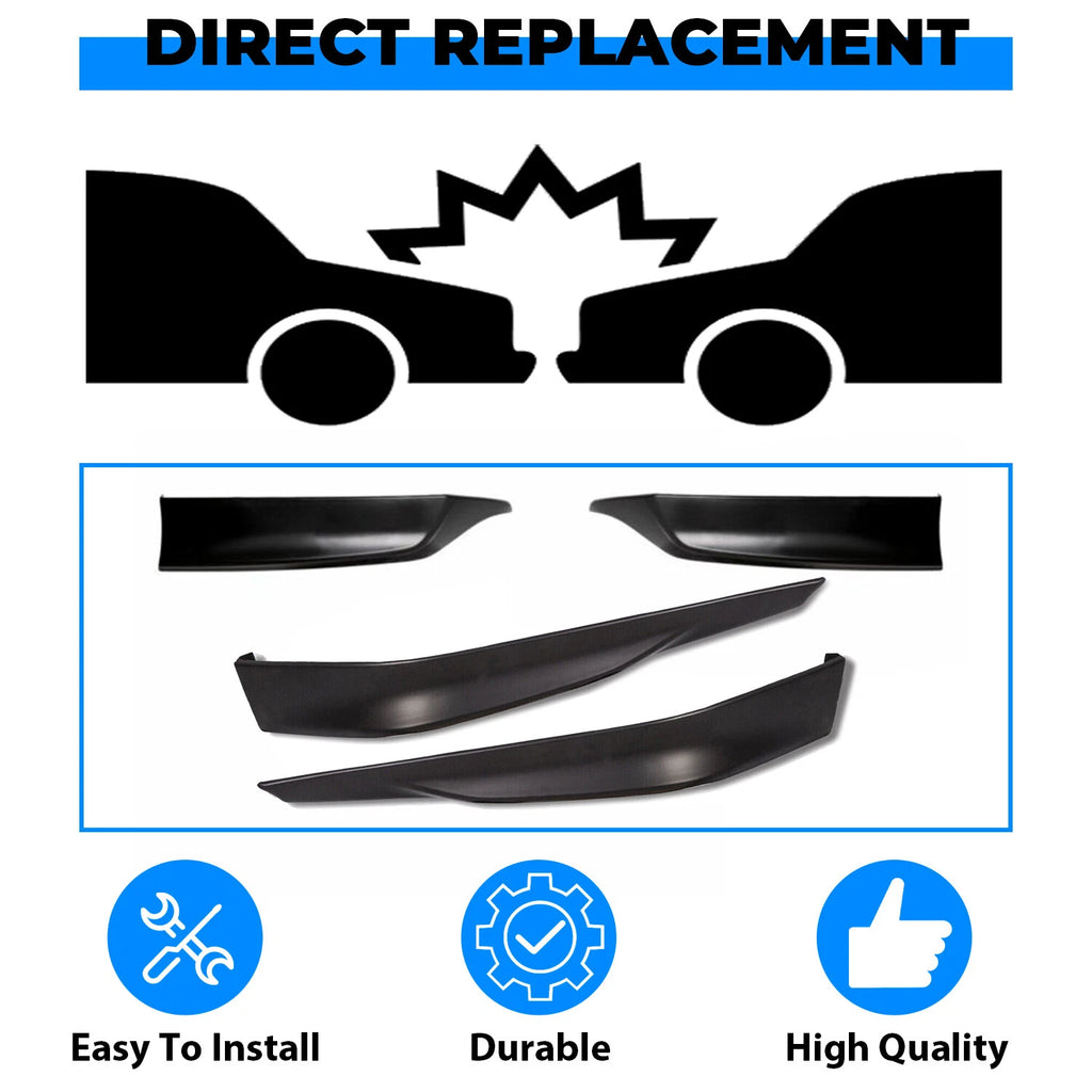 Matte Black Front and Rear Bumper Spoiler Lip for Honda Accord (2013–2015)