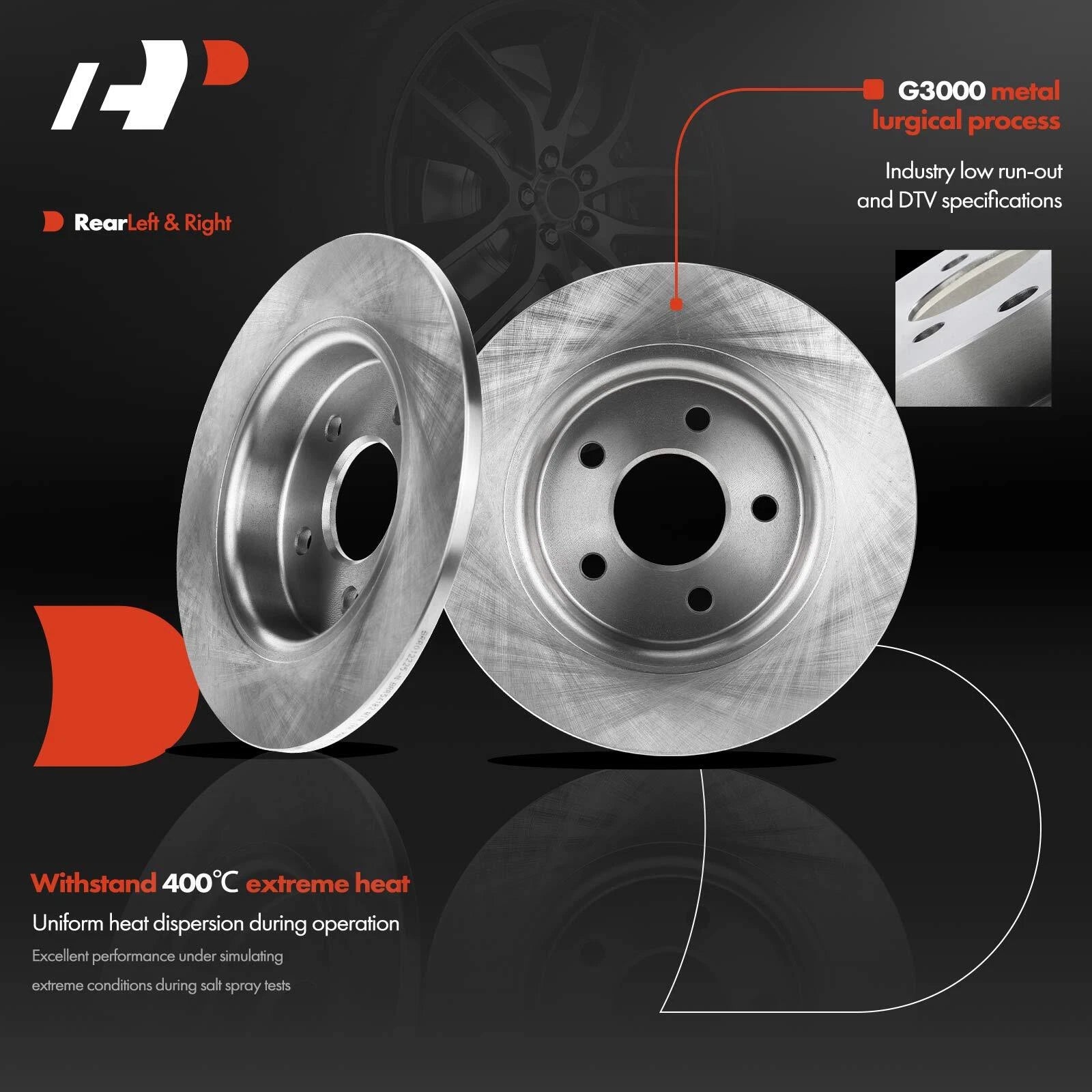 Rear Disc Brake Rotor & Ceramic Pad for Ford Focus (2012-2018)