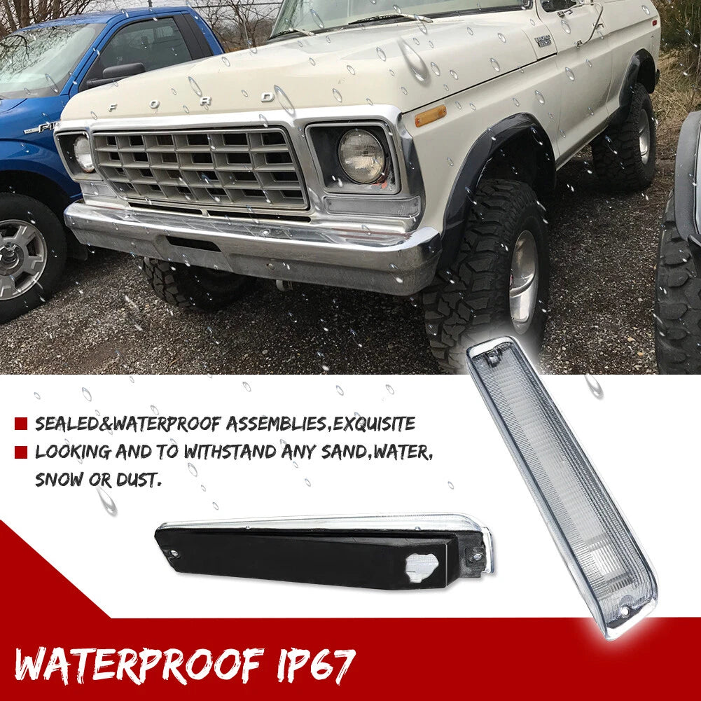 Clear Front Bumper Signal Lamps for Ford F-150, Bronco (1973–1979)