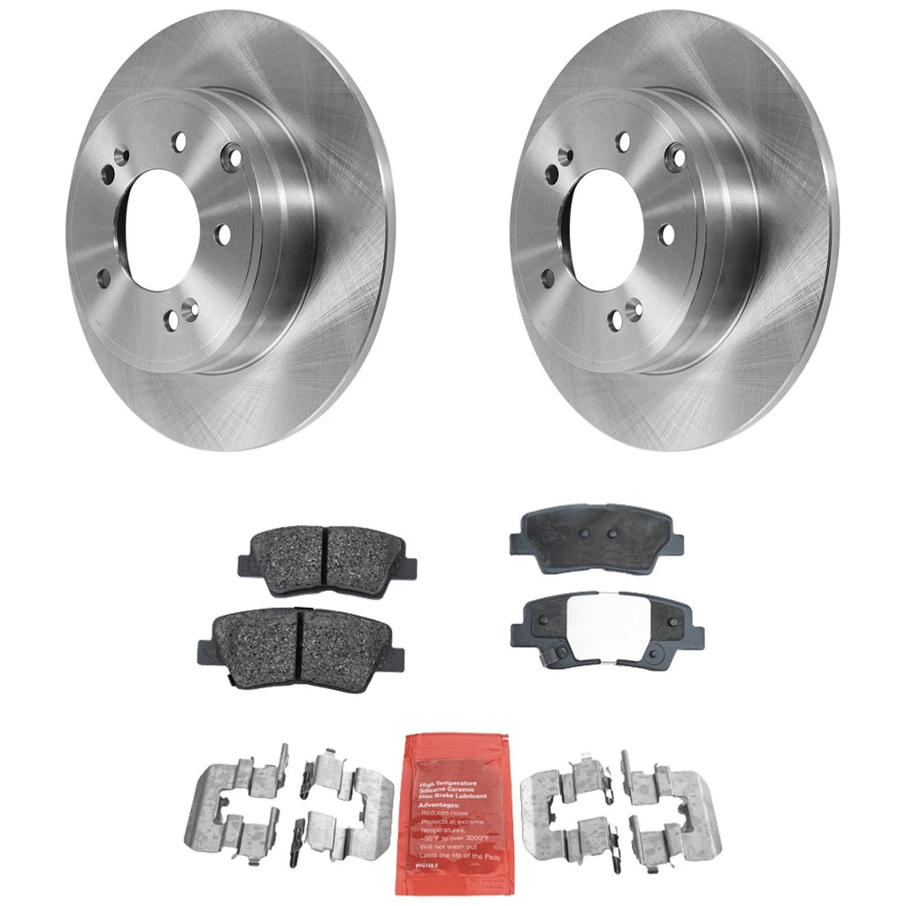 Brake Rotor and Pad Kit for Hyundai Sonata (2008–2010) Rear Solid 2-Wheel Set