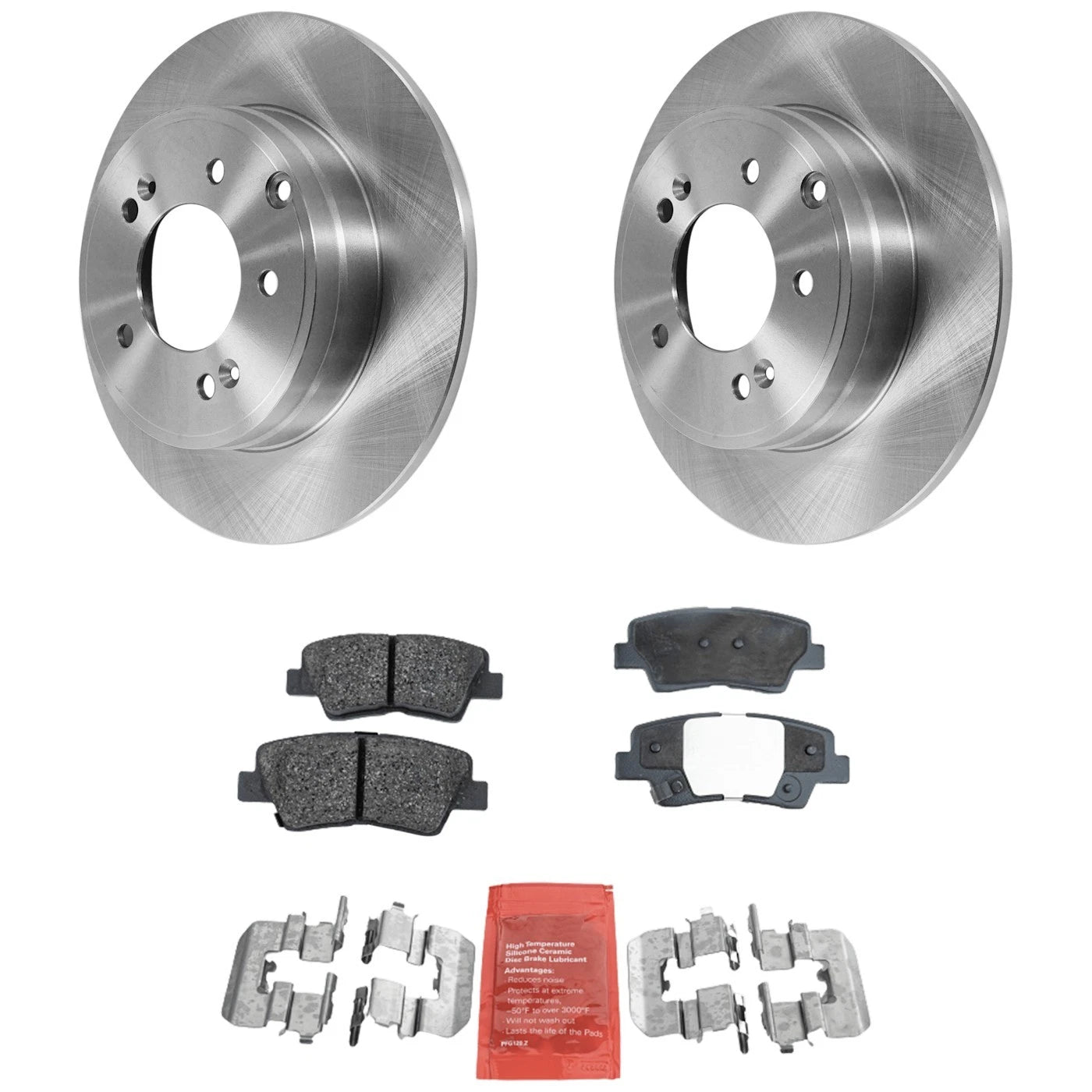 Brake Rotor and Pad Kit for Hyundai Sonata (2008–2010) Rear Solid 2-Wheel Set
