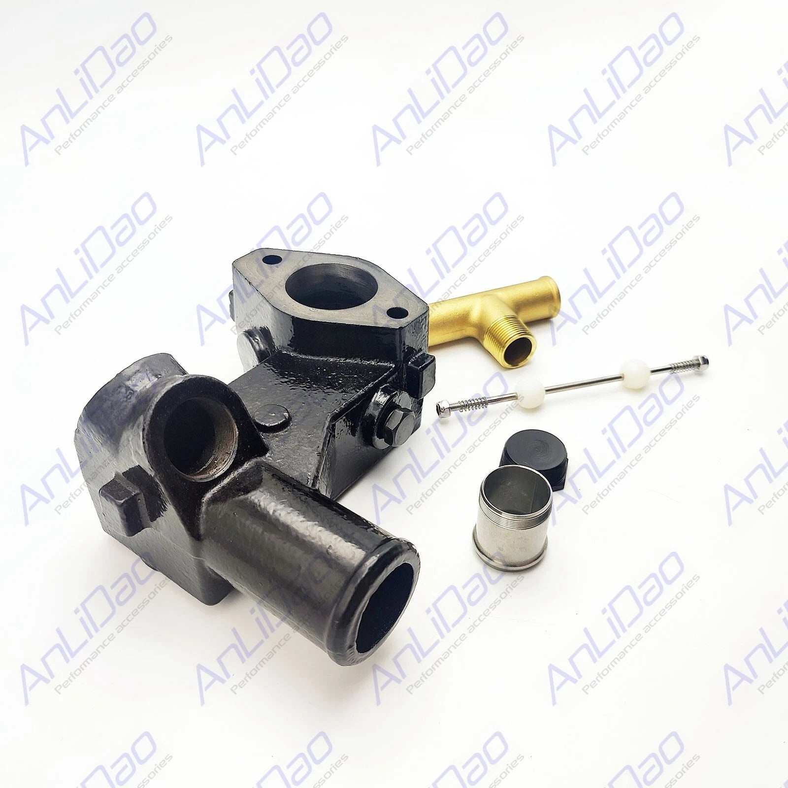 Thermostat Housing Kit Tee Valve for Mercruiser 305 350 454 502 7.4 8.2 V8 (–)
