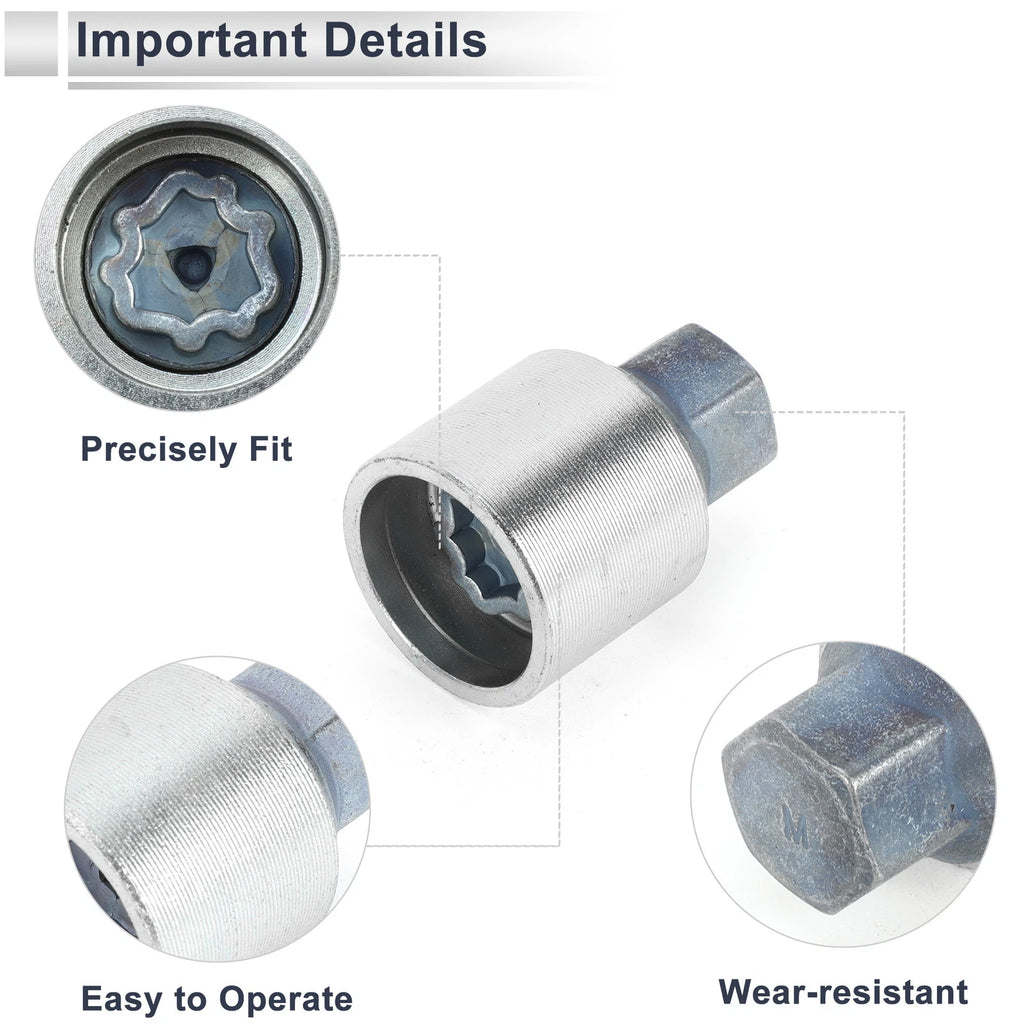 Type M Wheel Lock Lugnut with Bolt Kit Nut Removal Key for Audi A4L A5 (2013–2020)