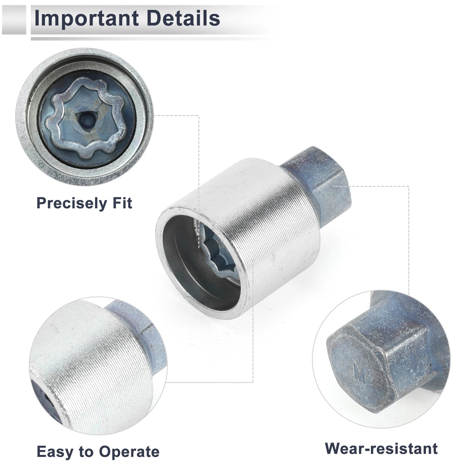 Type M Wheel Lock Lugnut with Bolt Kit Nut Removal Key for Audi A4L A5 (2013–2020)