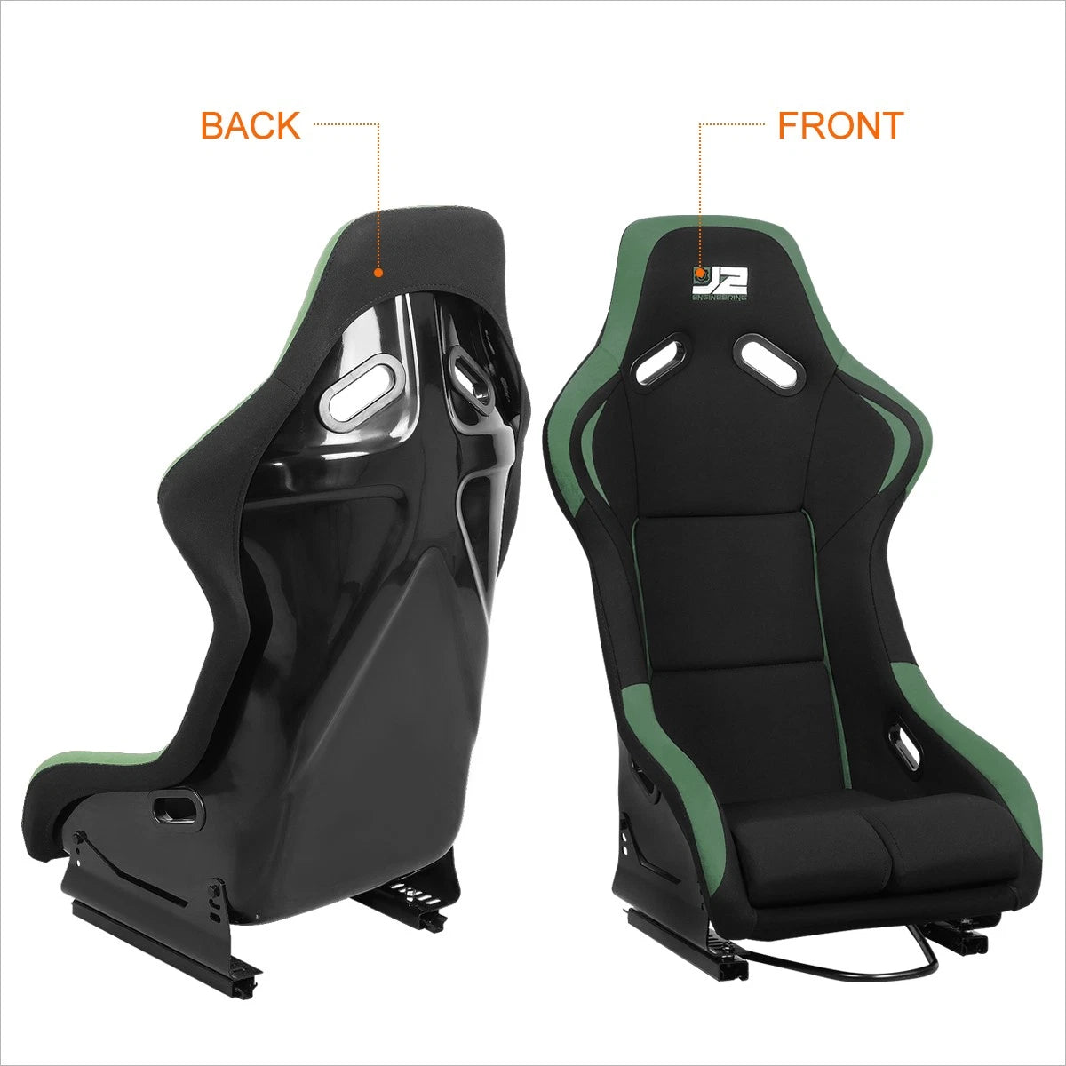 J2 Engineering Fixed Position Bucket Racing Seat for Universal Fit (1990–2023)