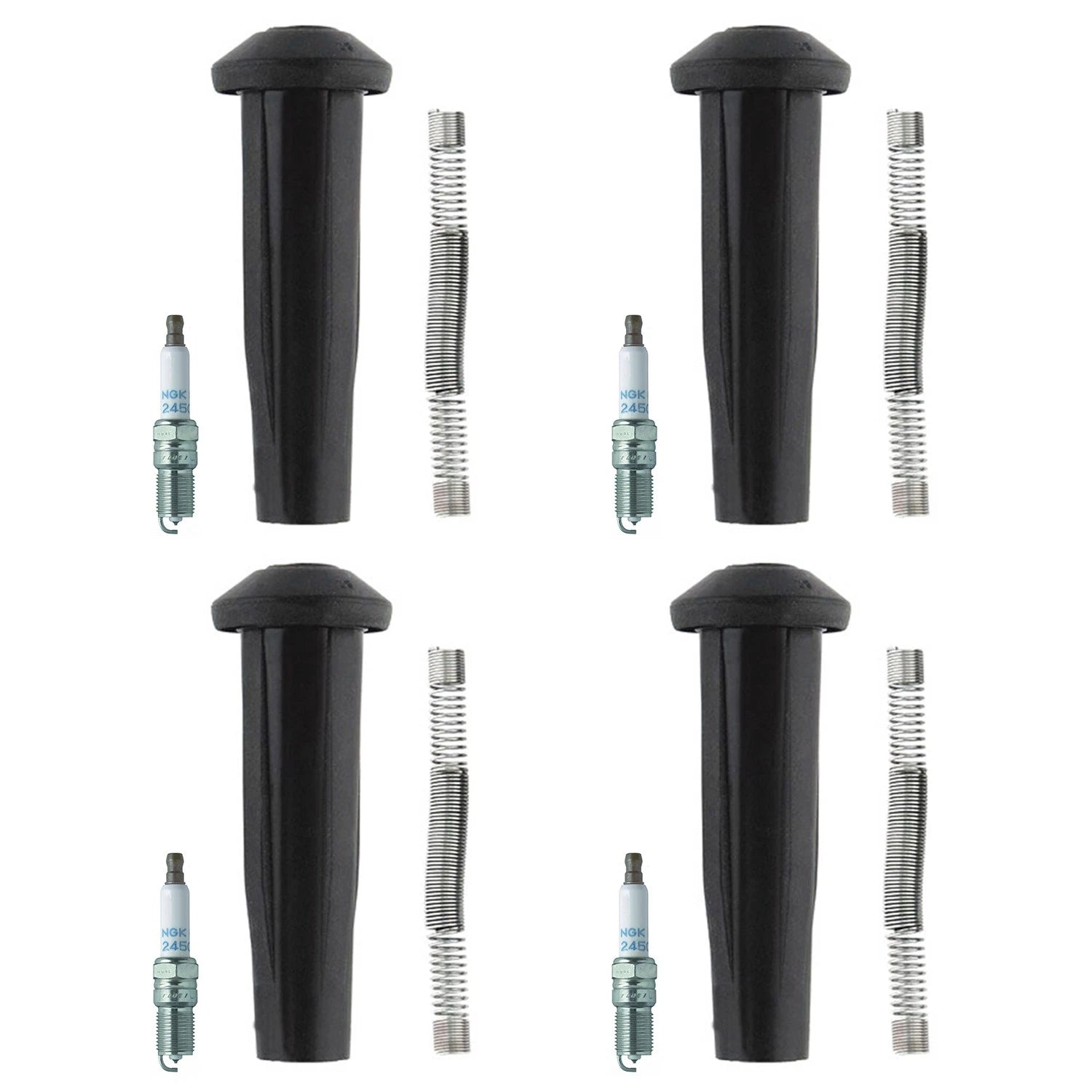Set of 4 NGK Laser Platinum Spark Plugs & Denso Coil Boots for Escape Mariner (2001–2012)