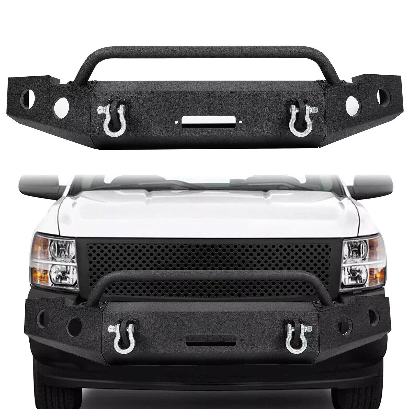 Front & Rear Bumper for Chevy Silverado 1500 (2007–2018) Black Steel