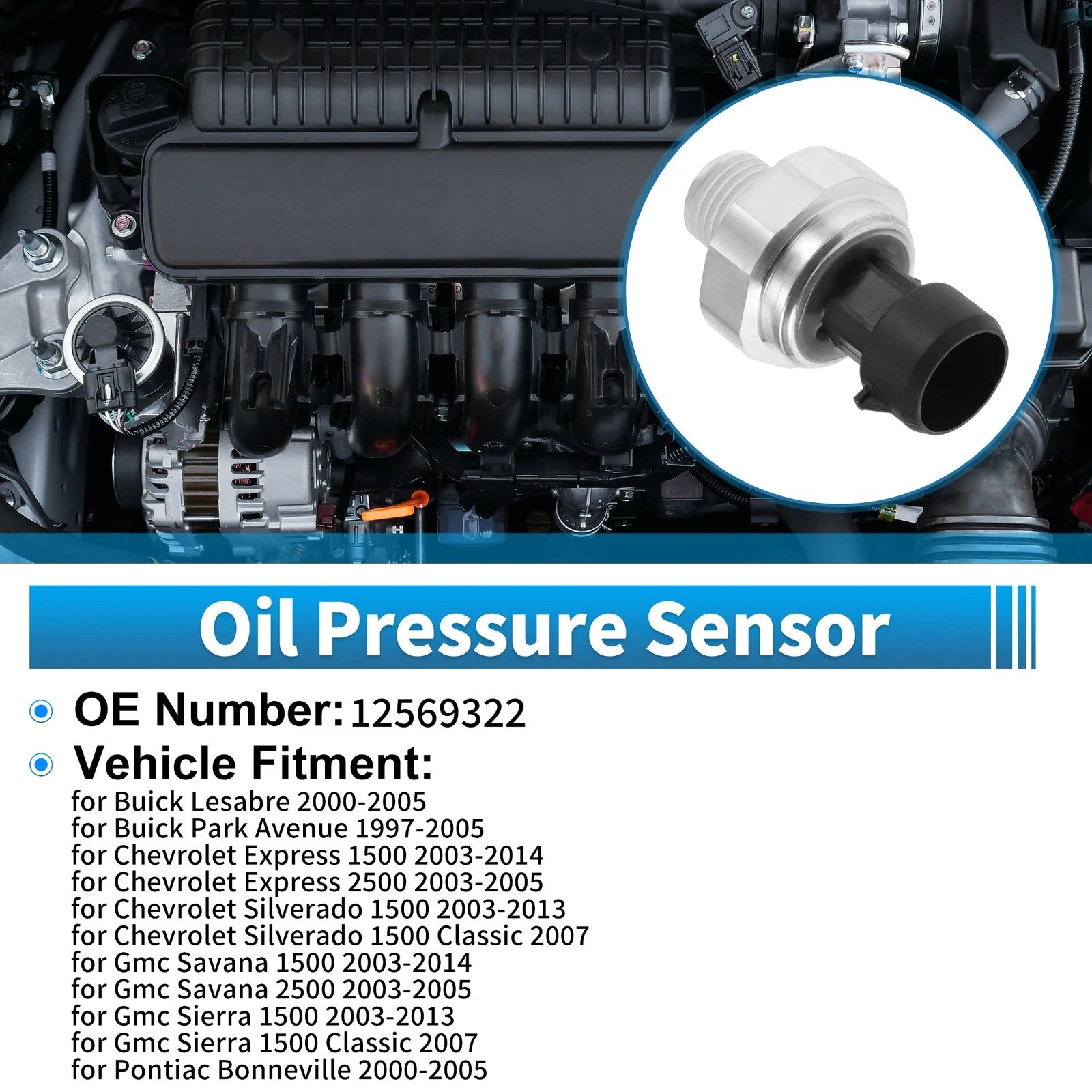 1 pcs Engine Oil Pressure Sensor No.12569322 for Buick LeSabre (2000–2005)