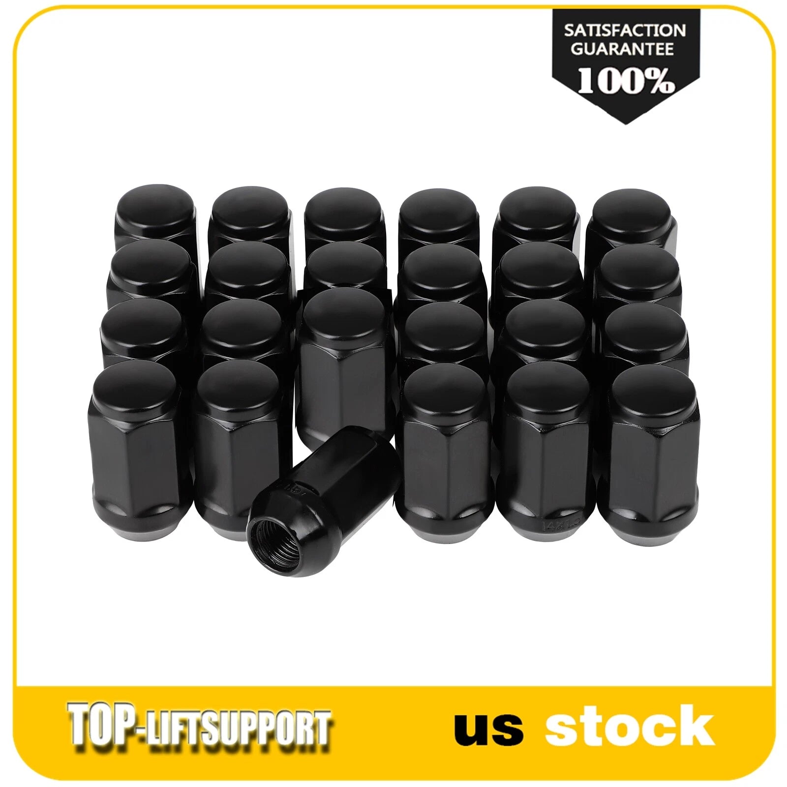 Set of 24 Bulge Acorn Lug Nuts 14x1.5 Black for Chevy Camaro Impala Tahoe