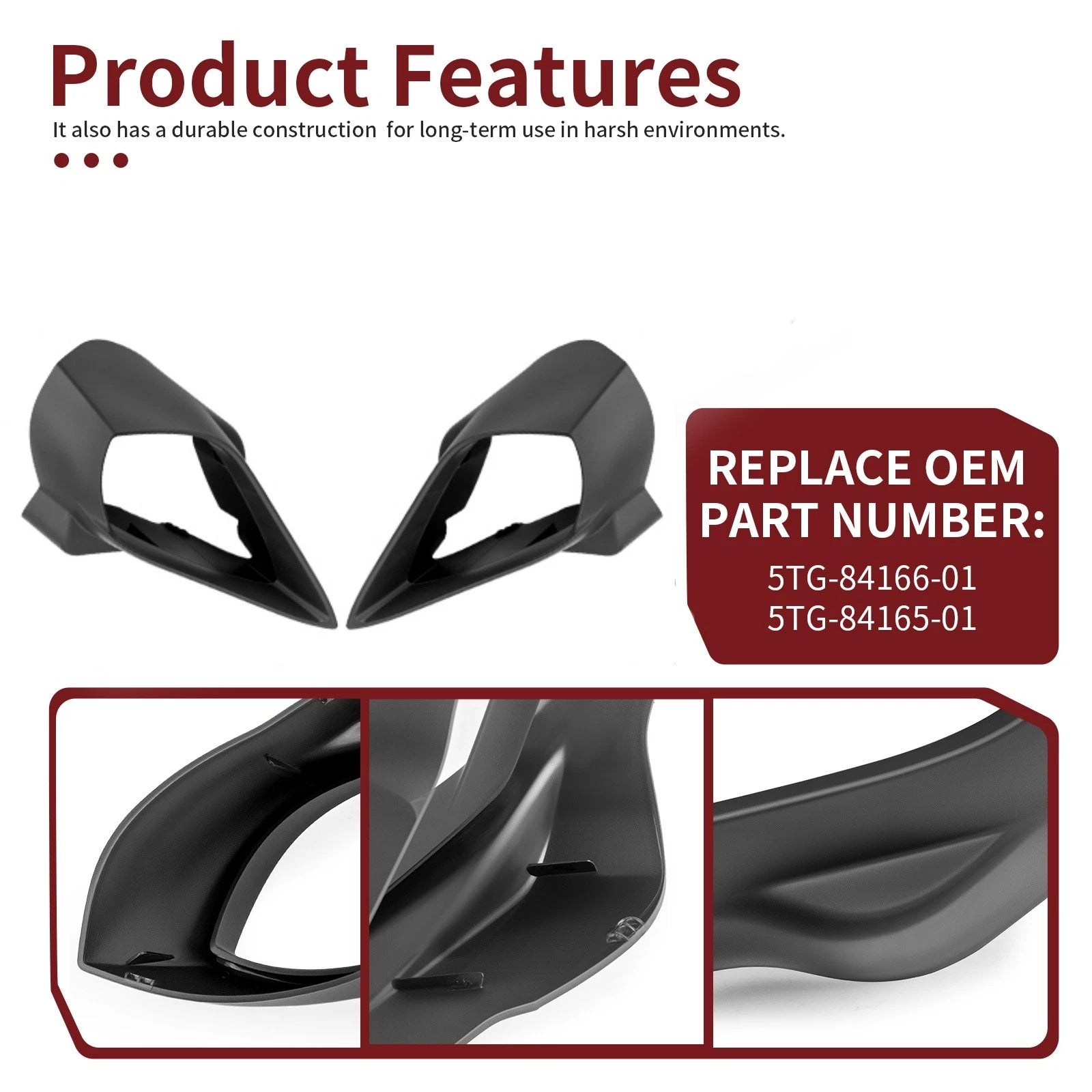 Set of 2 Headlight Cover Trim for Yamaha Raptor 700R 700 350 250 YFZ450 YFZ450R