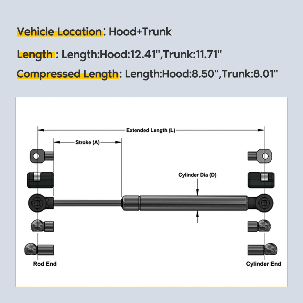 Set of 4 Trunk and Hood Lift Supports for Chrysler 300 (2005–2008)