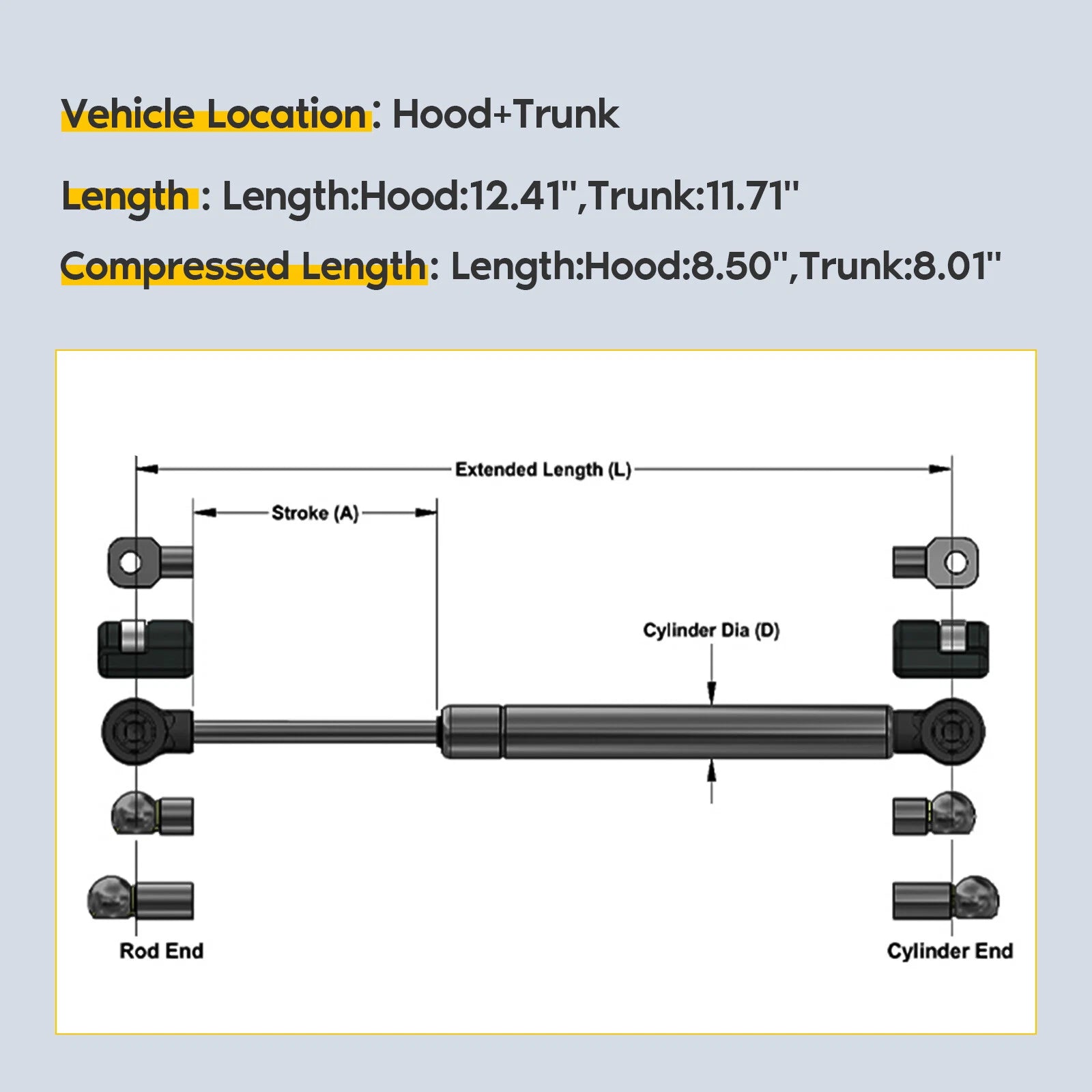 Set of 4 Trunk and Hood Lift Supports for Chrysler 300 (2005–2008)
