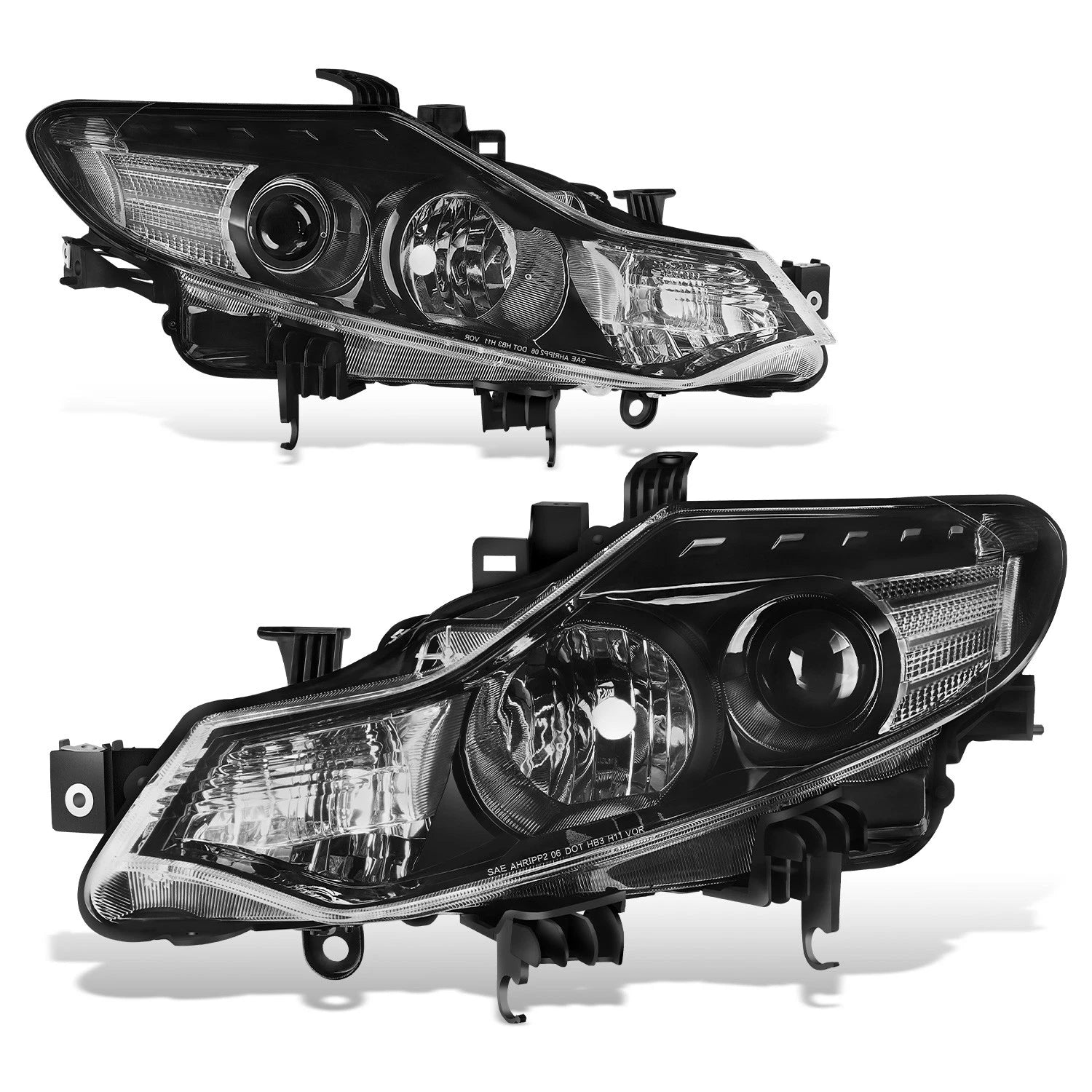 Projector Headlights Lamps for Nissan Murano (2009–2014) Black Housing Amber