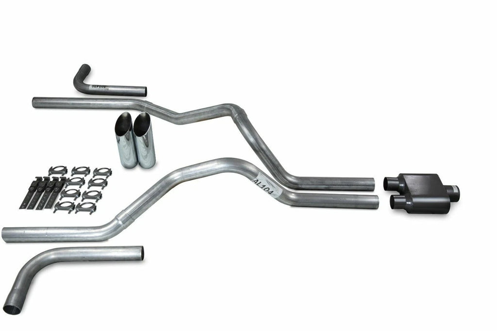 2.5" Dual Exhaust Kit for Ford F150 (2021–2025) - 1 Chamber Slash Tips