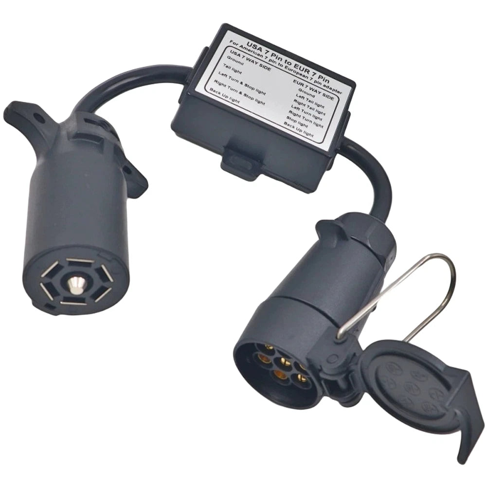7-Way to 7-Pin Trailer Light Converter for Boat Towing Bike Carrier