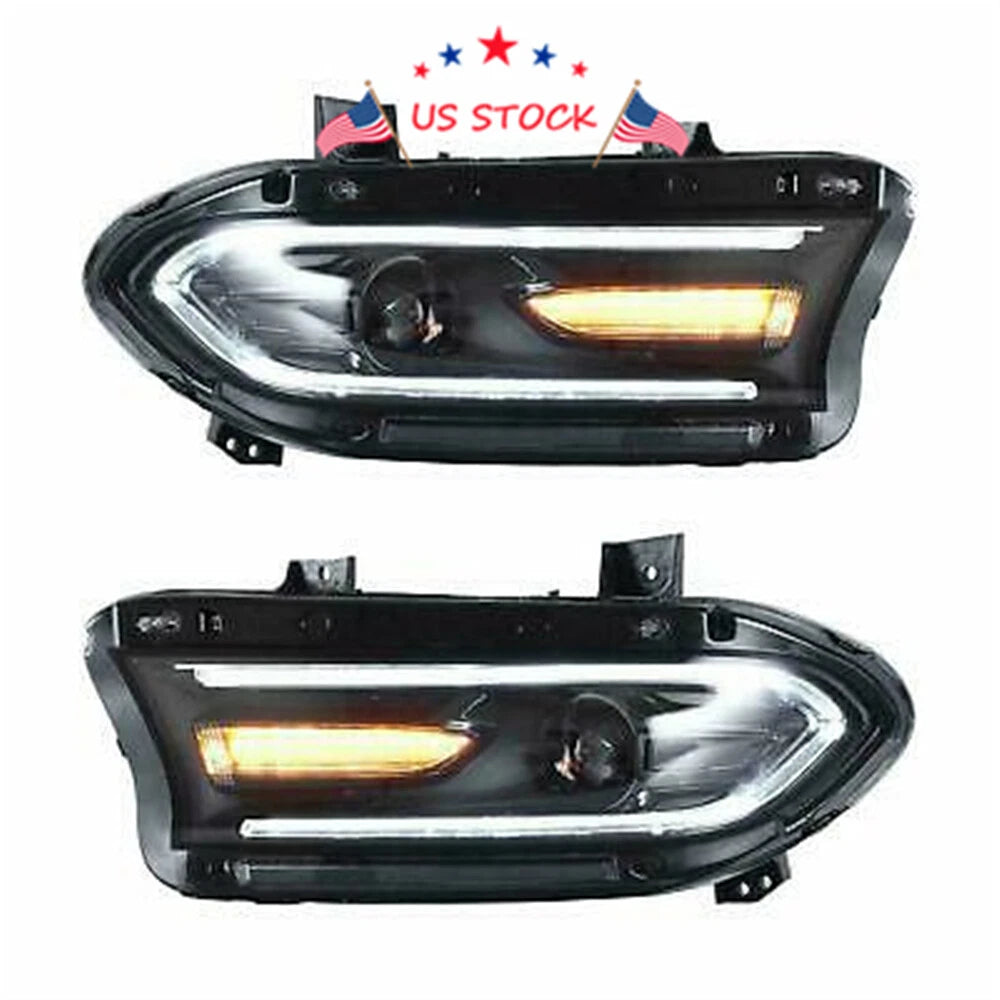 Set of 2 LED Dual Beam Projector Headlights for Dodge Charger (2015–2020)