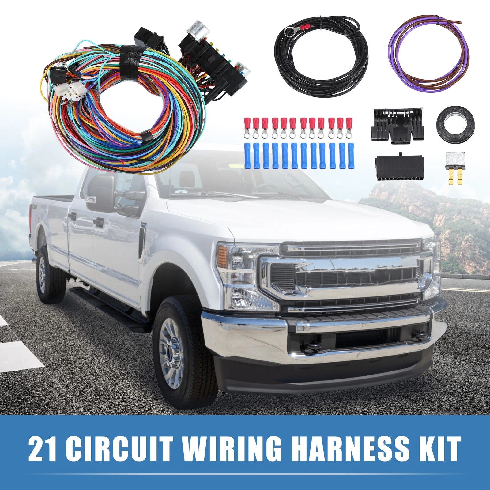Set of 1 Universal 21 Circuit Wiring Harness Kit for GM Chevy Ford Truck
