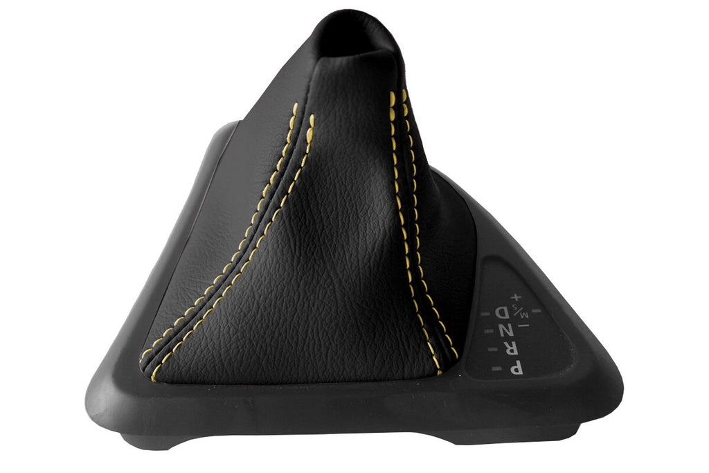 Leather Automatic Shift Boot Cover for BMW E81 E82 E87 (2004–2013) Yellow Stitch
