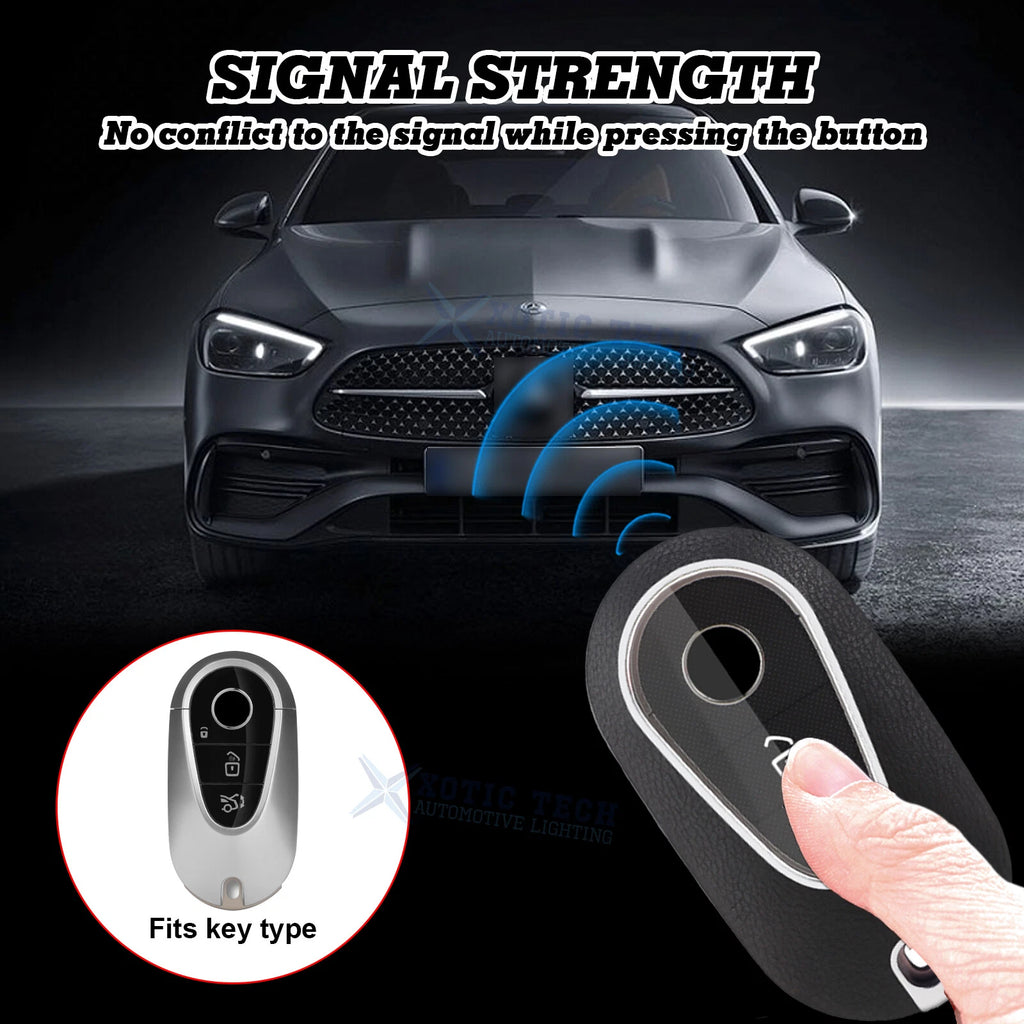 Leather-Texture Black TPU Smart Key Fob Full Protect for Mercedes S-Class (2020-2025)