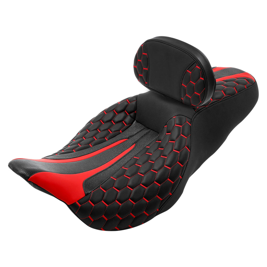 Driver Passenger Seat Backrest for Harley Electra Street Glide (2009–2023) Black Red