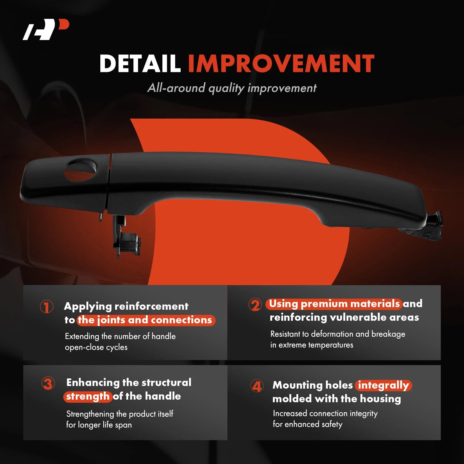 Front Left Exterior Door Handle for Kia Soul (2014–2022) - Primed Black