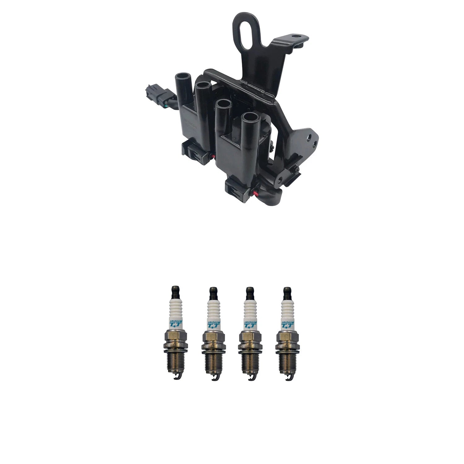Hitachi Ignition Coil & 4 Denso Iridium Spark Plugs Kit for Spectra (2004–2009)
