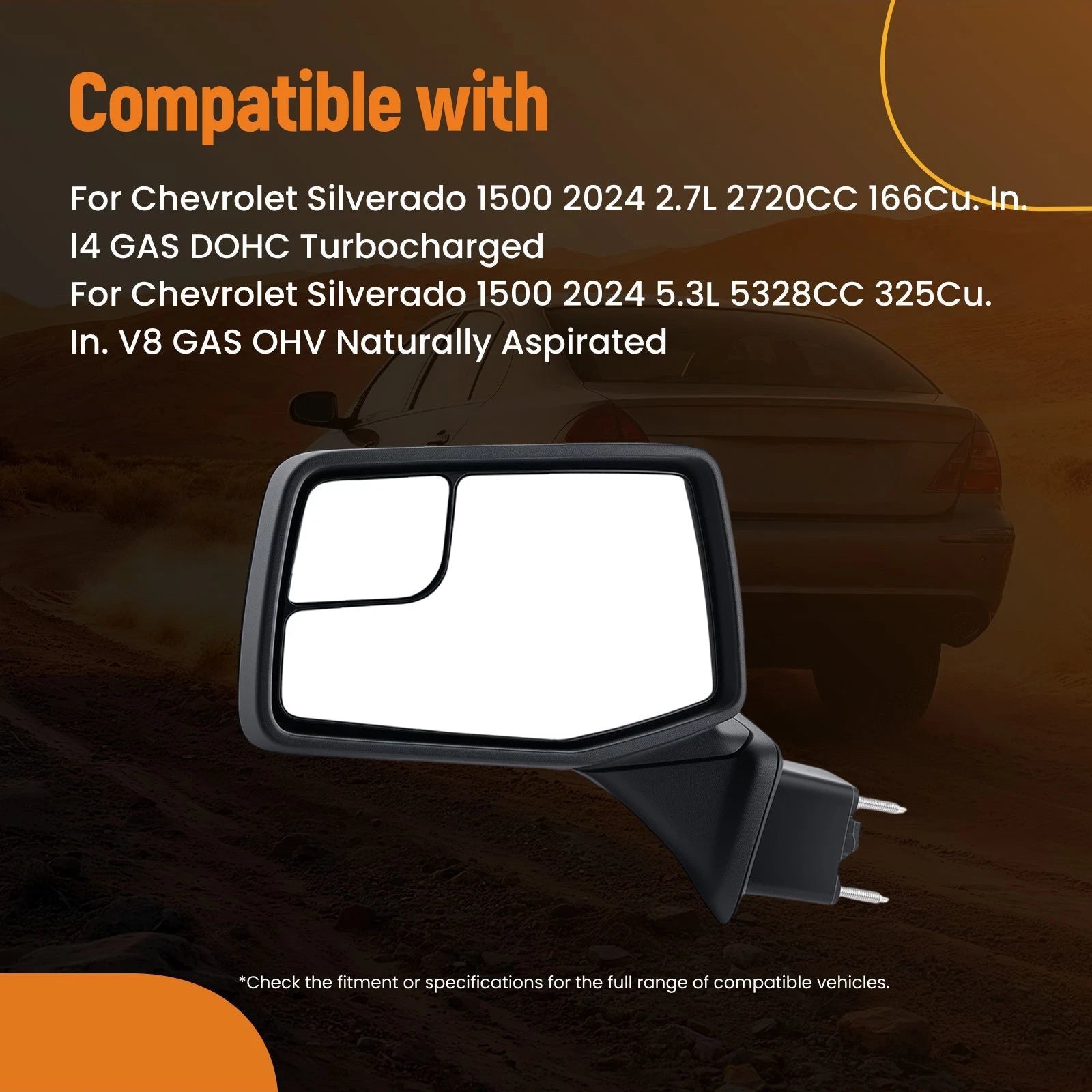 Left Rear View Mirror for Chevrolet Silverado 1500 (2019–2024)