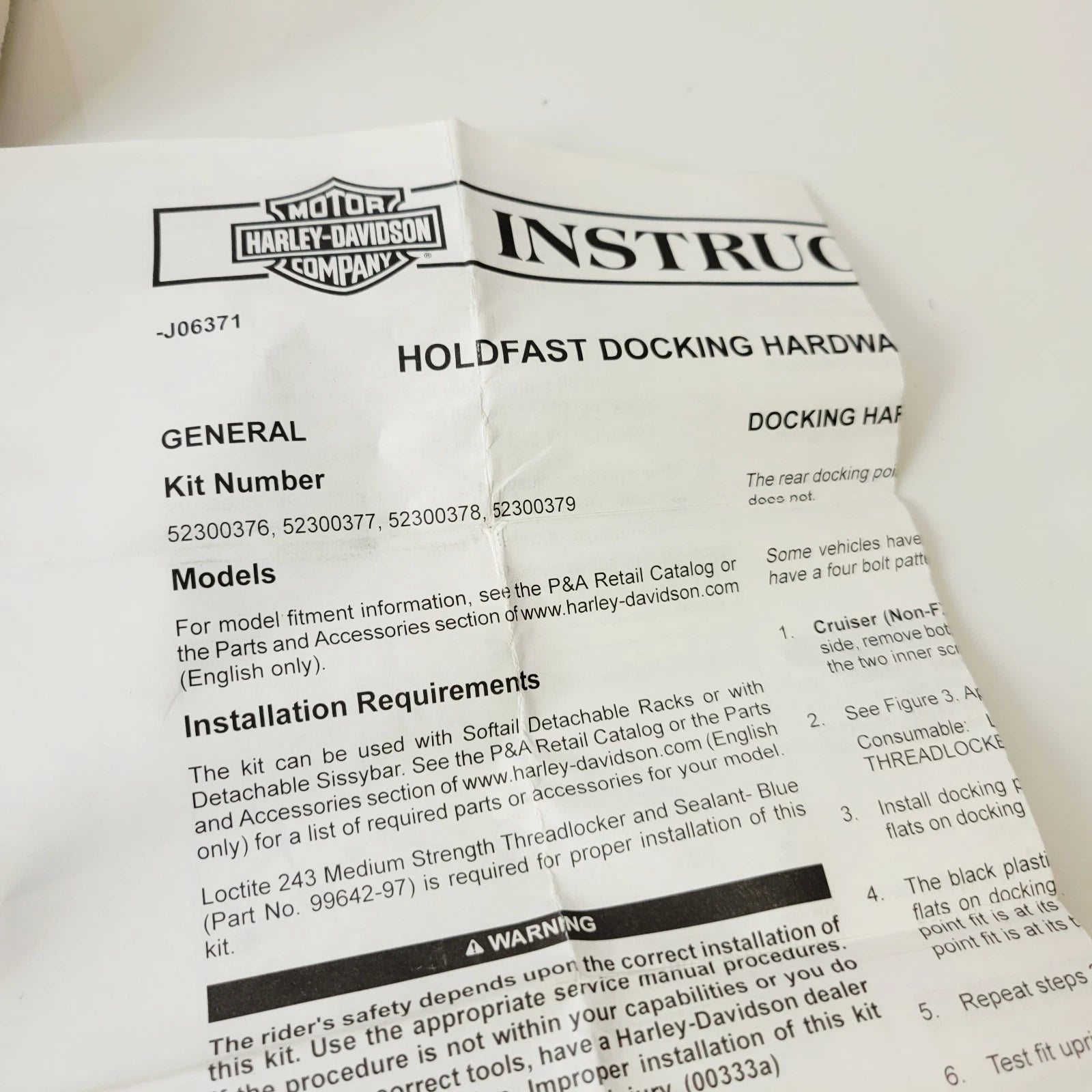 Holdfast Docking Hardware for Harley Softail FLFB FLFBS FXBR FXBRS (2018–2023) 52300377