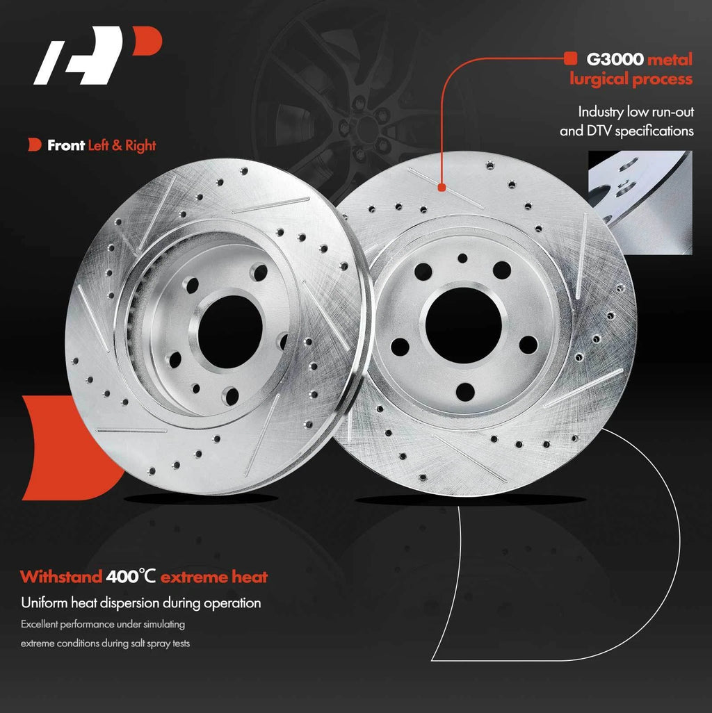 Front Drilled Brake Rotors for Chevrolet Malibu Buick LaCrosse Regal (2004–2020)