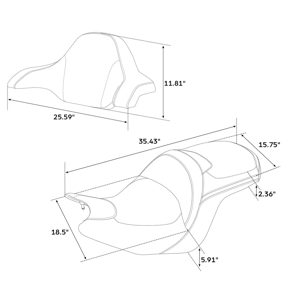 Driver Passenger Seat Backrest Pad for Honda Goldwing Tour DCT AIRBAG (2018–2023)