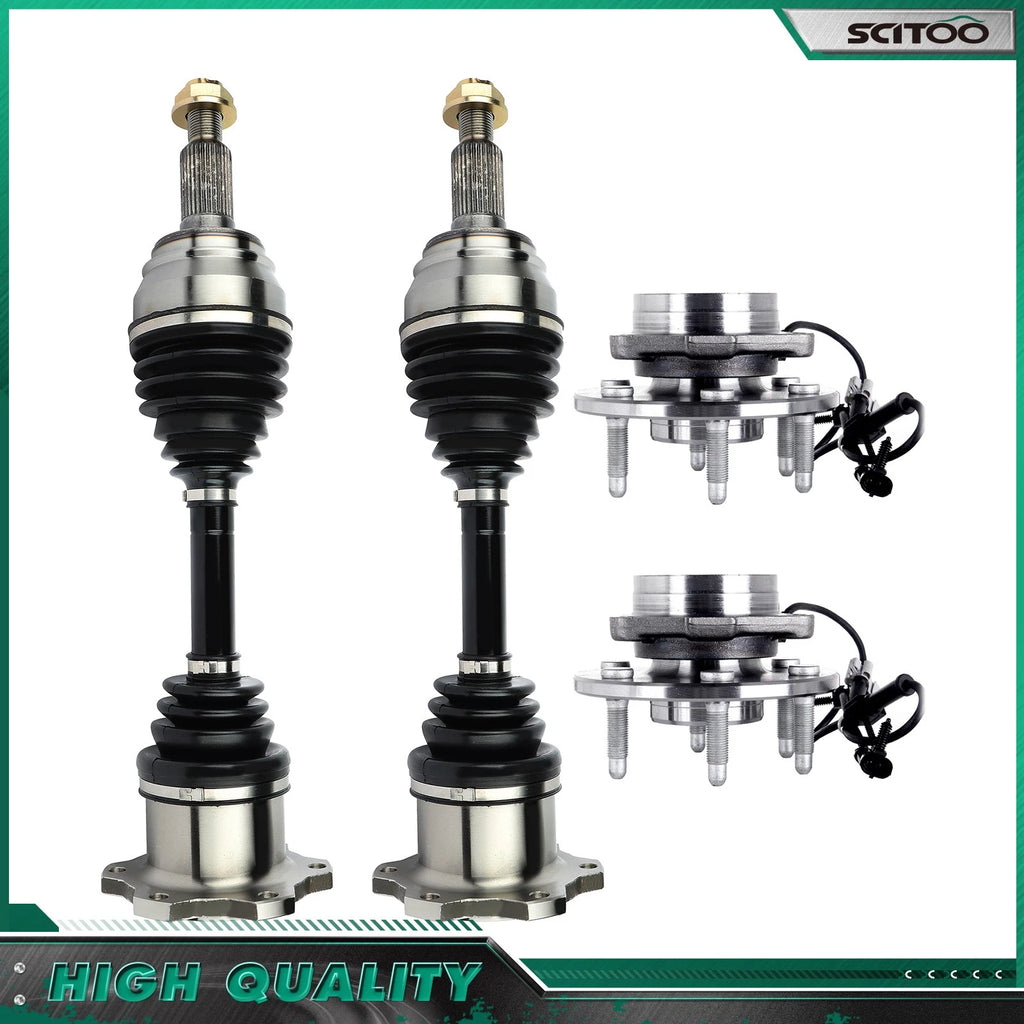 Set of 4 Wheel Hub Bearing + CV Axle Shaft for Cadillac Escalade (2002–2020)