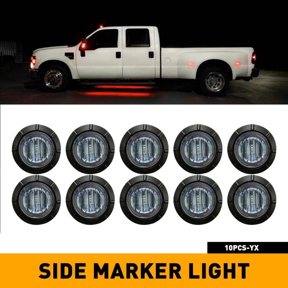 Smoked LED Bullet Side Marker Lights for Pickup Truck Trailer (3/4")