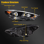 Headlamp Pair for Hyundai Tucson (2016–2018) with Bulbs