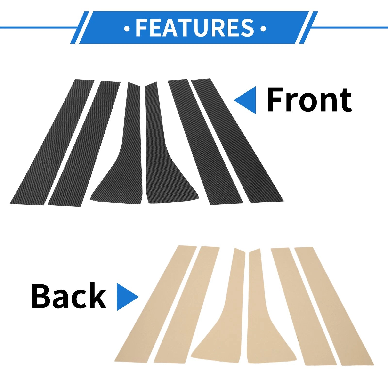 Set of 6 Door Pillar Window Trim for Hyundai Palisade (2020–2023) Carbon Fiber