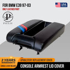 Leather Center Console Armrest Cover for BMW E39 (1997–2003) Black M Stripes