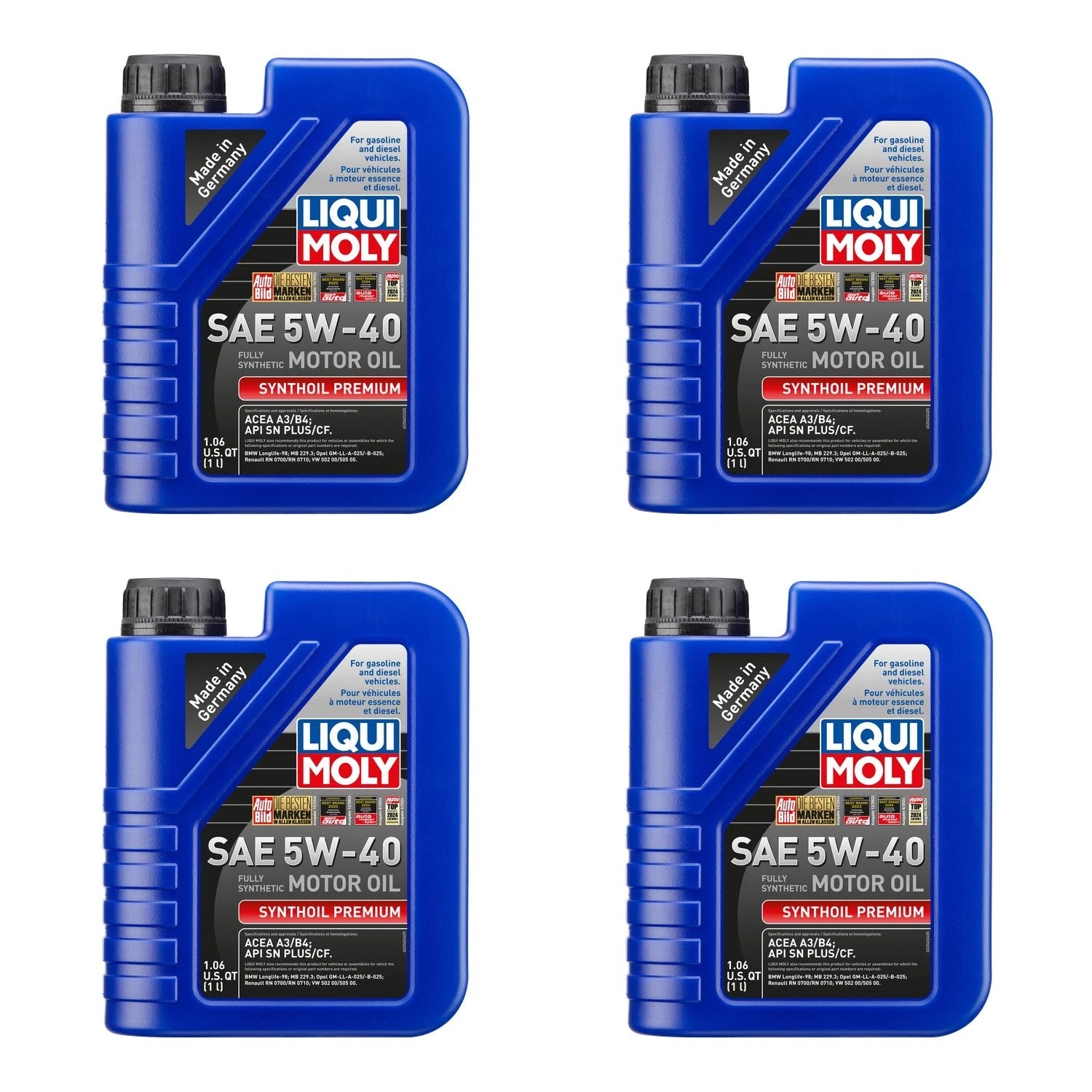 Set of 4 Liqui Moly Synthoil Premium 5W-40 Engine Motor Oil (4L)