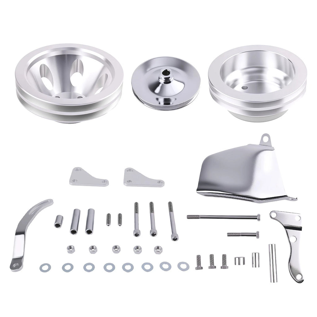 Water Pump Pulley & Bracket Kit for Small Block Chevy 283 327 350 400 (1967–1982)