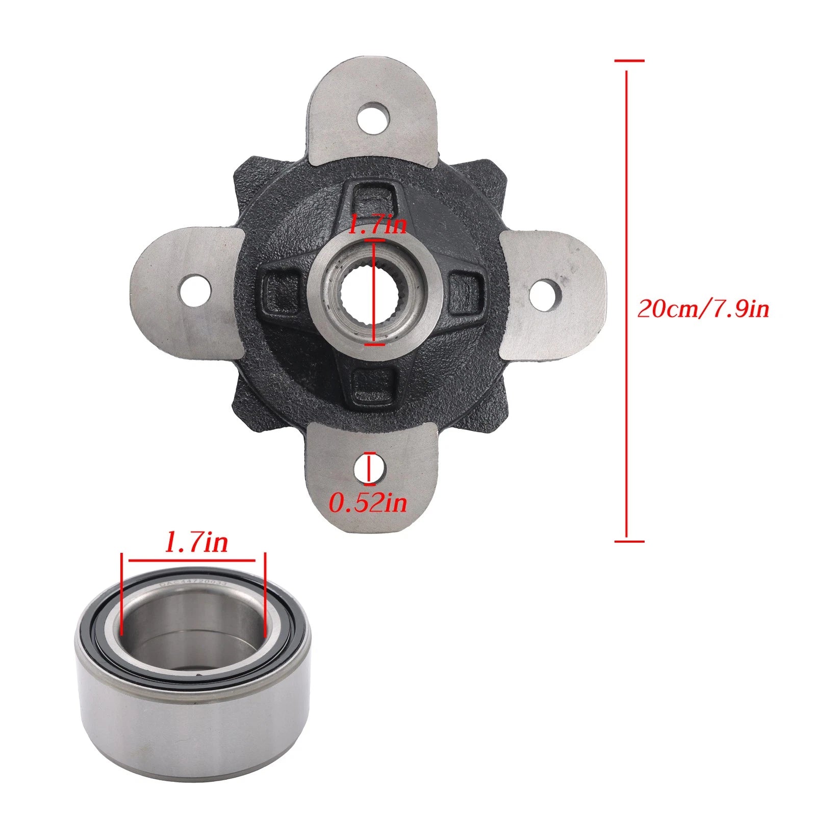 Front Wheel Hub with Bearing Stud Kit for Polaris Ranger 900/XP 900/Crew (2013–2019)