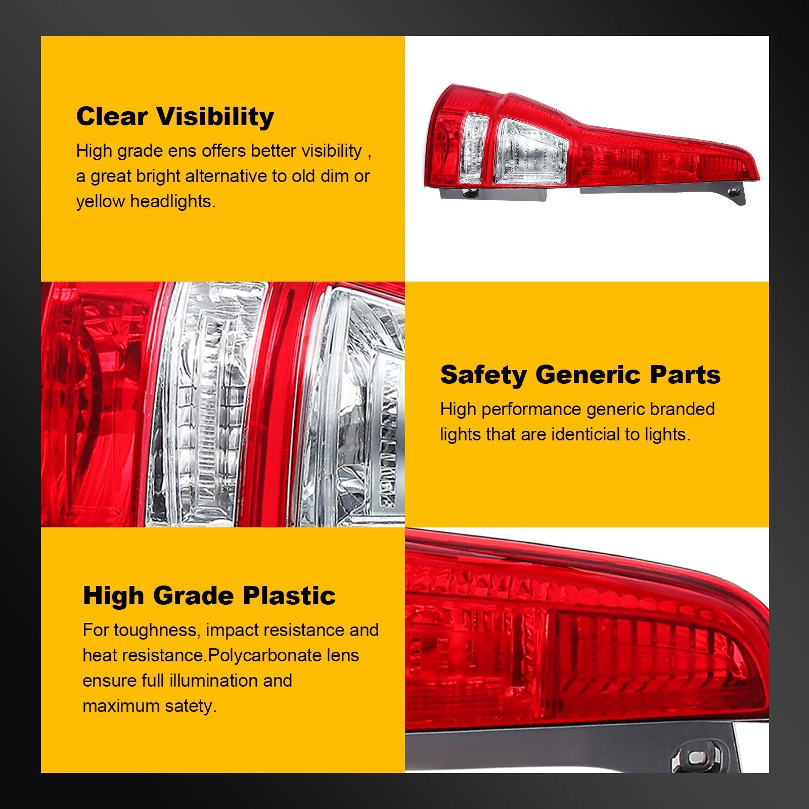 Set of 2 Tail Lights Assembly for Honda CR-V (2007–2011) Red Brake Lamp