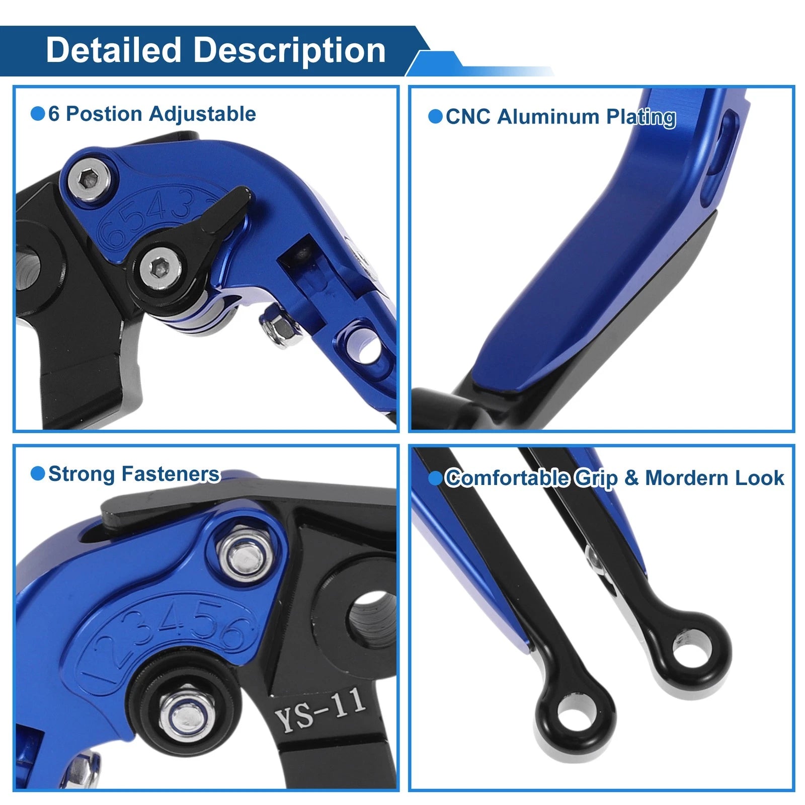 Adjustable Brake Clutch Levers for Honda X11 (1999–2002) Blue Black