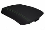 Console Lid Armrest Cover for Nissan Xterra (2005–2015) Carbon Fiber Green Stitch