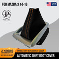 Automatic Shift Boot Cover for Mazda 3 (2014–2016) - Carbon Fiber, Orange Stitch