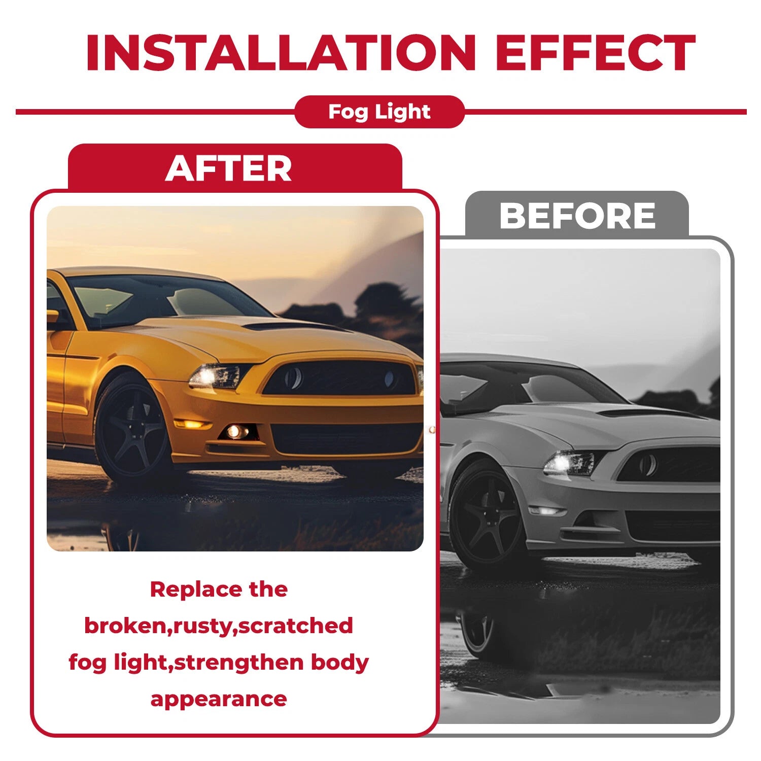 Bumper Fog Lights with Bezel & Bulbs for Ford Mustang (2010-2012)