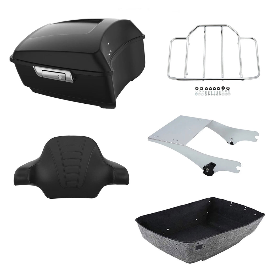 Matte Black King Trunk Backrest 2-Up Mount Rack for Harley Road Glide (1997–2008)