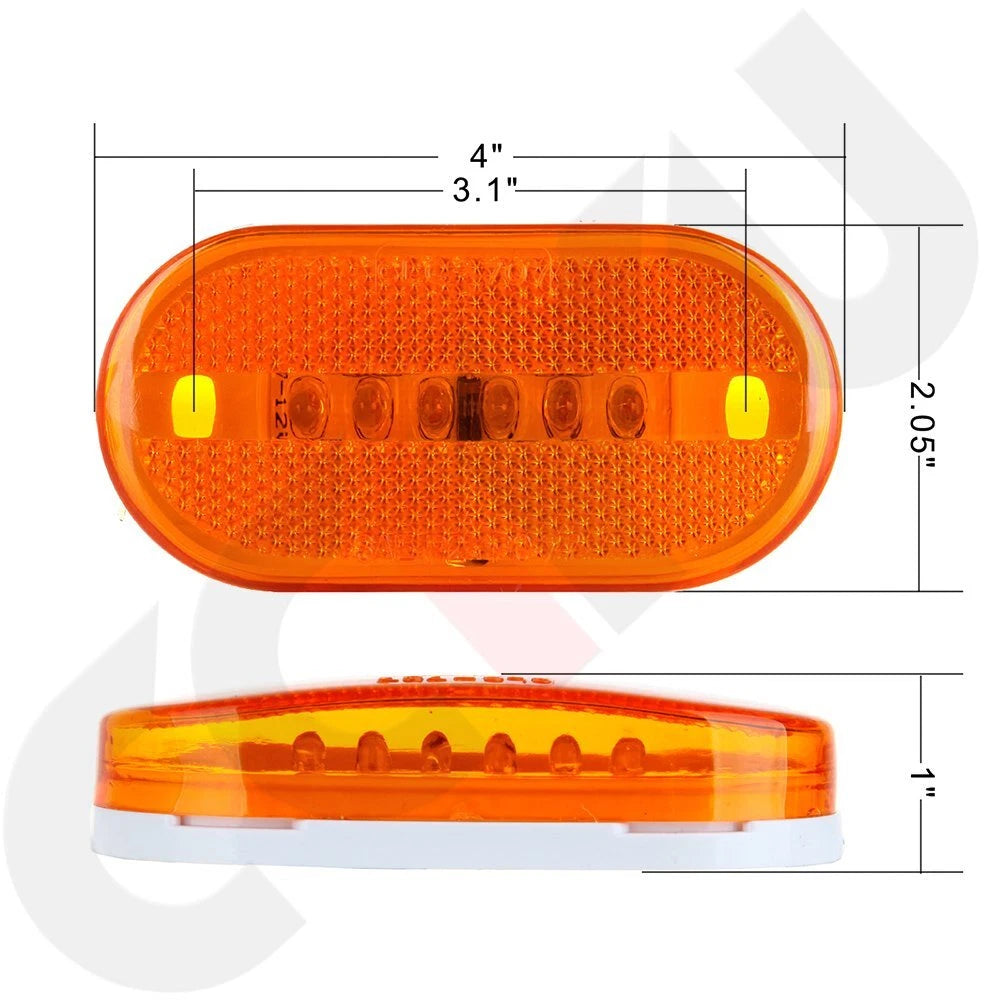 2X 4" Rectangle LED Side Marker Lights for Trailer Camper (12V)